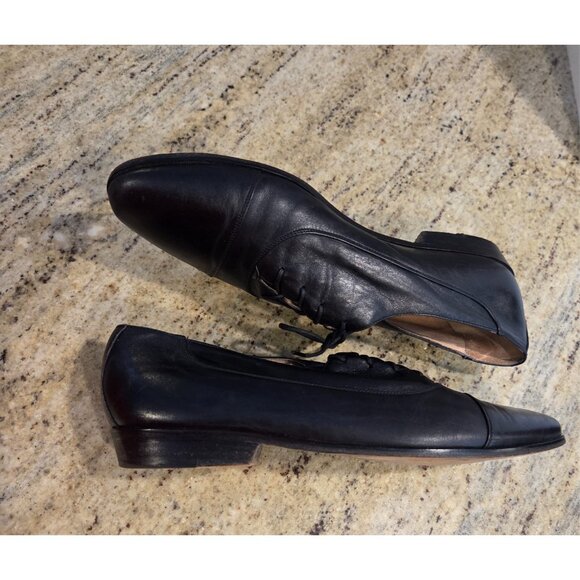 Yves Saint Laurent YSL Mens Sz 9 Leather Cap Toe Lace-Up Oxfords Black Leather main image 12